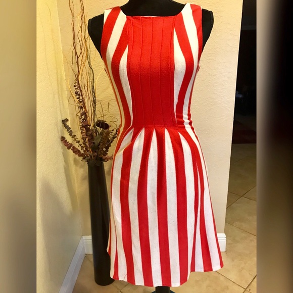red and white striped dress